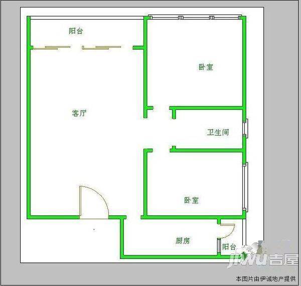 花兰社区1室1厅1卫户型图