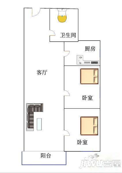 丰巍馨园2室2厅1卫户型图