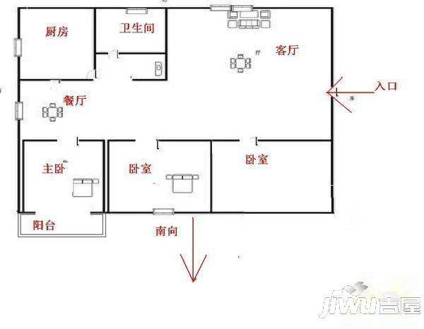 时代家园3室1厅1卫户型图