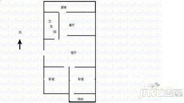 松北新区2室1厅1卫户型图