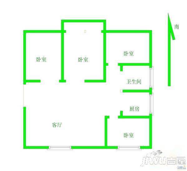 台胞小区3室1厅1卫户型图