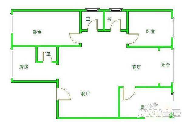 湘江家园2室2厅1卫户型图