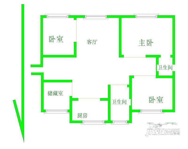 宏桥小区1室1厅1卫户型图