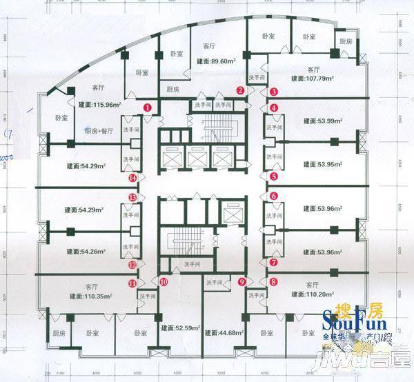 丰光江景2室1厅1卫户型图