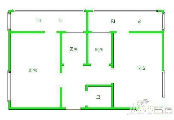 尚品公寓2室1厅1卫户型图