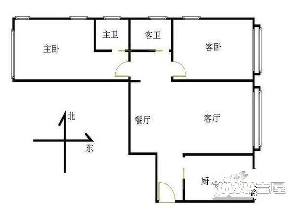 投资大厦2室1厅1卫户型图