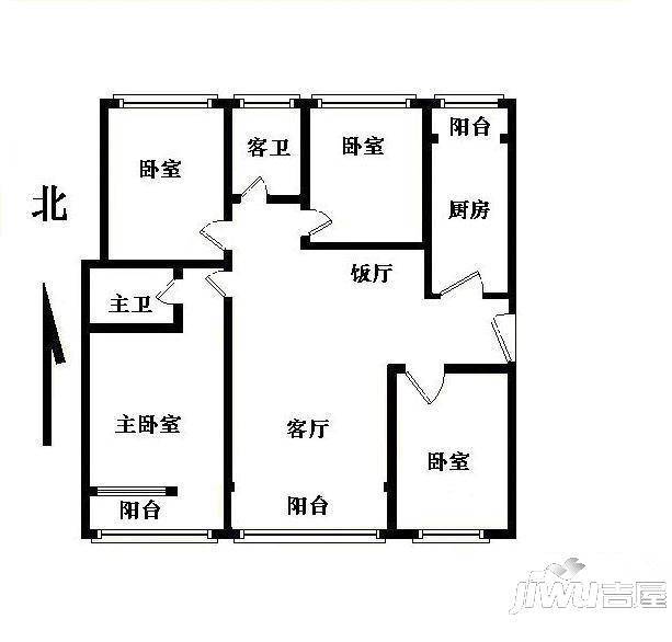 中兴阳光家园1室1厅1卫户型图