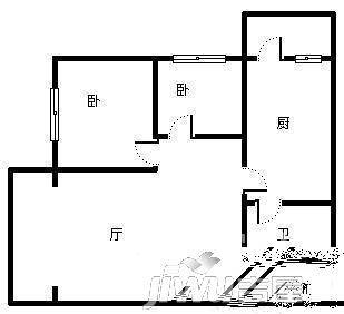 龙之港大厦3室1厅1卫户型图