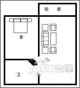 洁净小区2室1厅1卫户型图