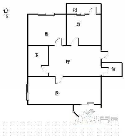 洁净小区2室1厅1卫户型图