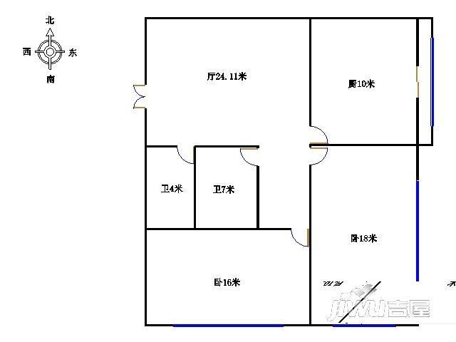 绿馨园3室1厅1卫户型图