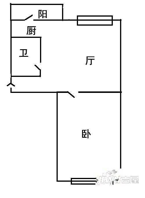 李范五花园2室1厅1卫52㎡户型图