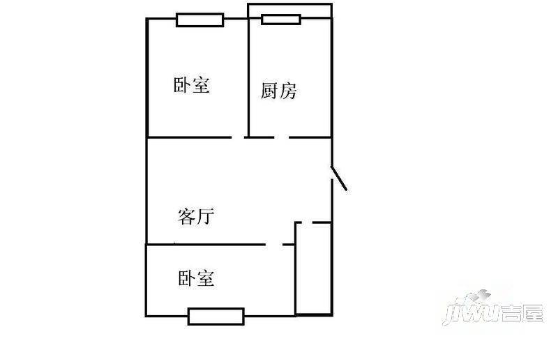 李范五花园2室1厅1卫52㎡户型图