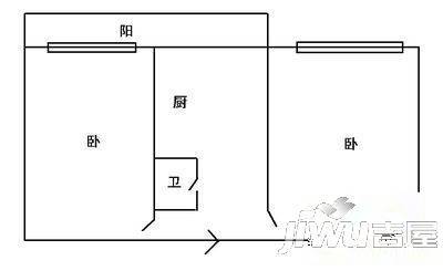 李范五花园2室1厅1卫52㎡户型图