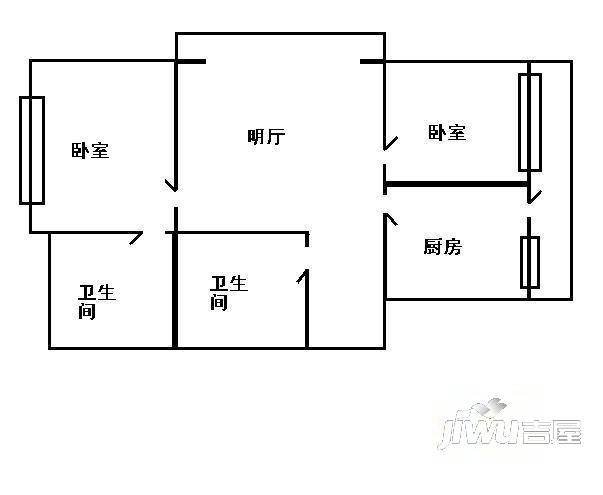 麒麟华府1室1厅1卫45.5㎡户型图