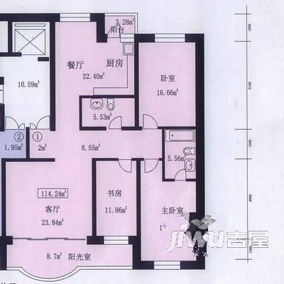 金桂园杜鹃阁3室2厅2卫户型图