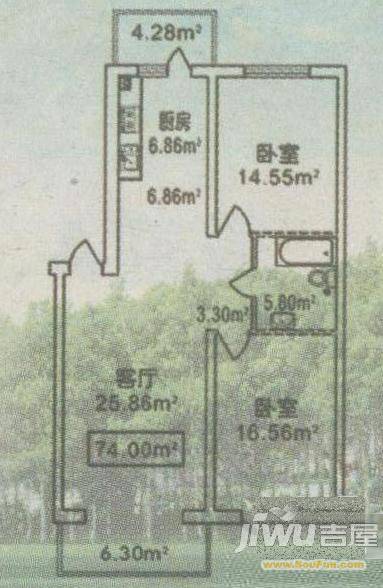 高丽风情小镇1室1厅1卫户型图