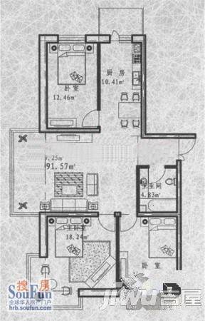 佳和远景2室2厅2卫131.1㎡户型图