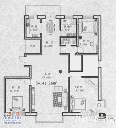 佳和远景2室2厅2卫131.1㎡户型图