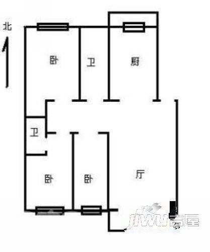 三机小区3室1厅2卫户型图