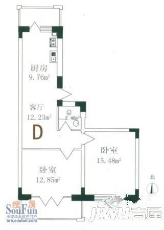 锦绣丽都2室1厅1卫户型图