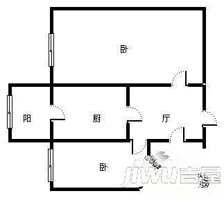 文化小区2室1厅1卫50㎡户型图