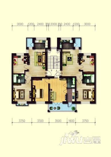 北海花园2室1厅1卫72.3㎡户型图