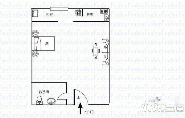 宏信广场1室1厅1卫户型图