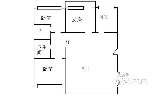 人和名苑2室1厅1卫135㎡户型图