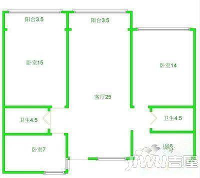 爱建润园3室2厅1卫户型图