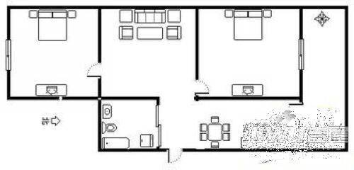 桦树小区2室2厅1卫户型图