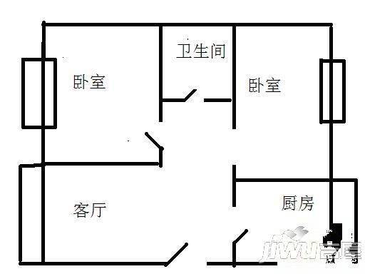 珠江嘉园2室1厅1卫62㎡户型图