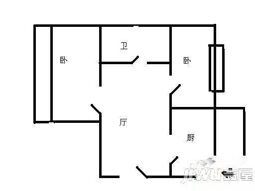 珠江嘉园2室1厅1卫62㎡户型图