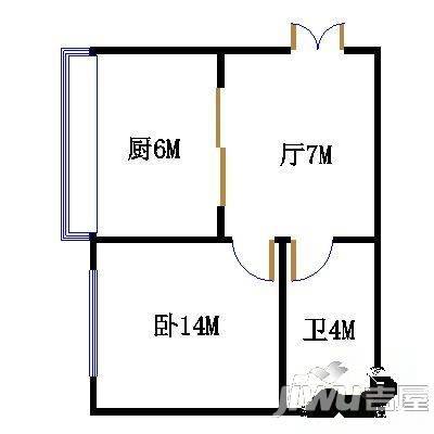 珠江嘉园2室1厅1卫62㎡户型图