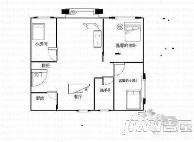 龙电花园2室1厅2卫90㎡户型图