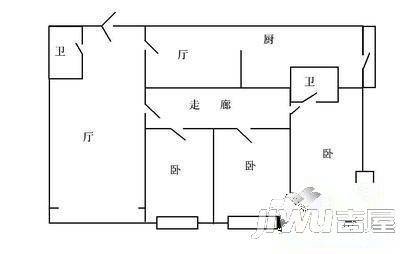 龙电花园2室1厅2卫90㎡户型图