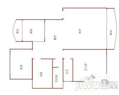 龙电花园2室1厅2卫90㎡户型图