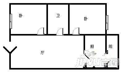 昆仑小区2室1厅1卫户型图