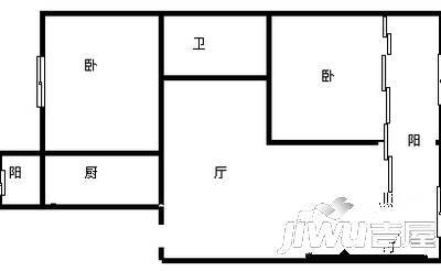 昆仑小区2室1厅1卫户型图