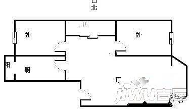 昆仑小区2室1厅1卫户型图