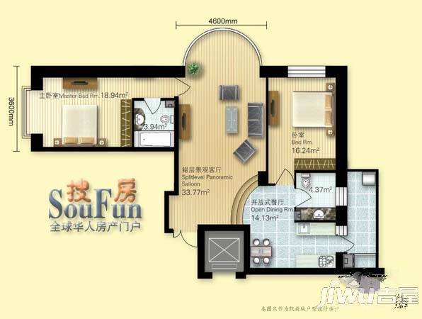 凯旋城2室1厅2卫157㎡户型图