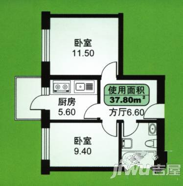 江畔方元3室1厅1卫128㎡户型图