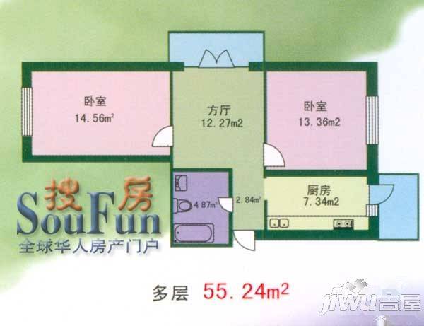 江畔方元3室1厅1卫128㎡户型图