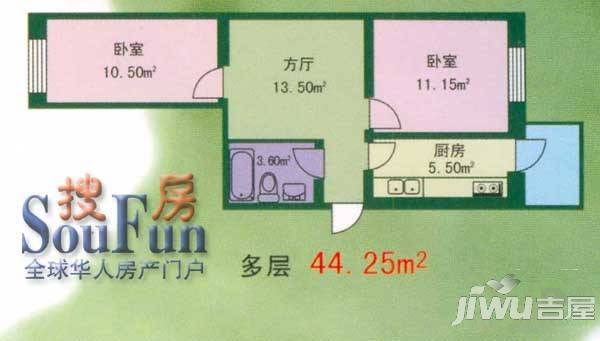 江畔方元3室1厅1卫128㎡户型图