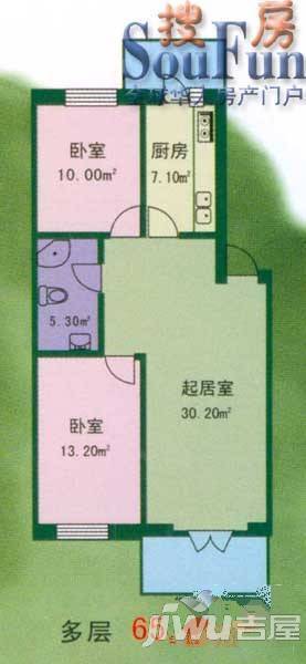 江畔方元3室1厅1卫128㎡户型图