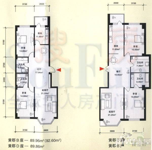 中财雅典城3室1厅2卫户型图