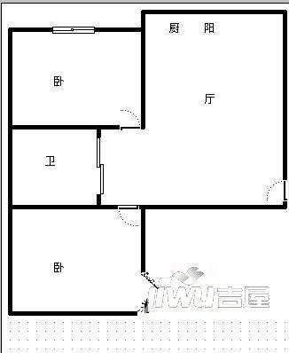 龙运大厦2室1厅1卫户型图