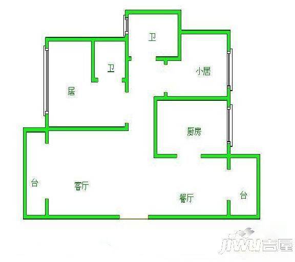 新新家园2室1厅1卫户型图