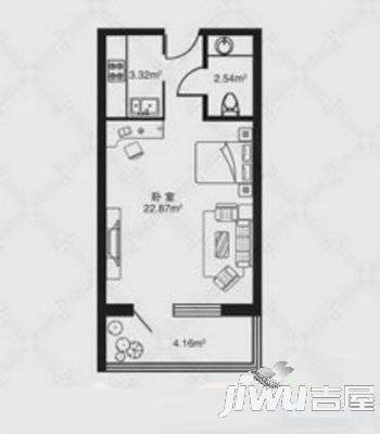 东升江畔1室1厅1卫户型图