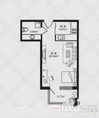 东升江畔1室1厅1卫户型图